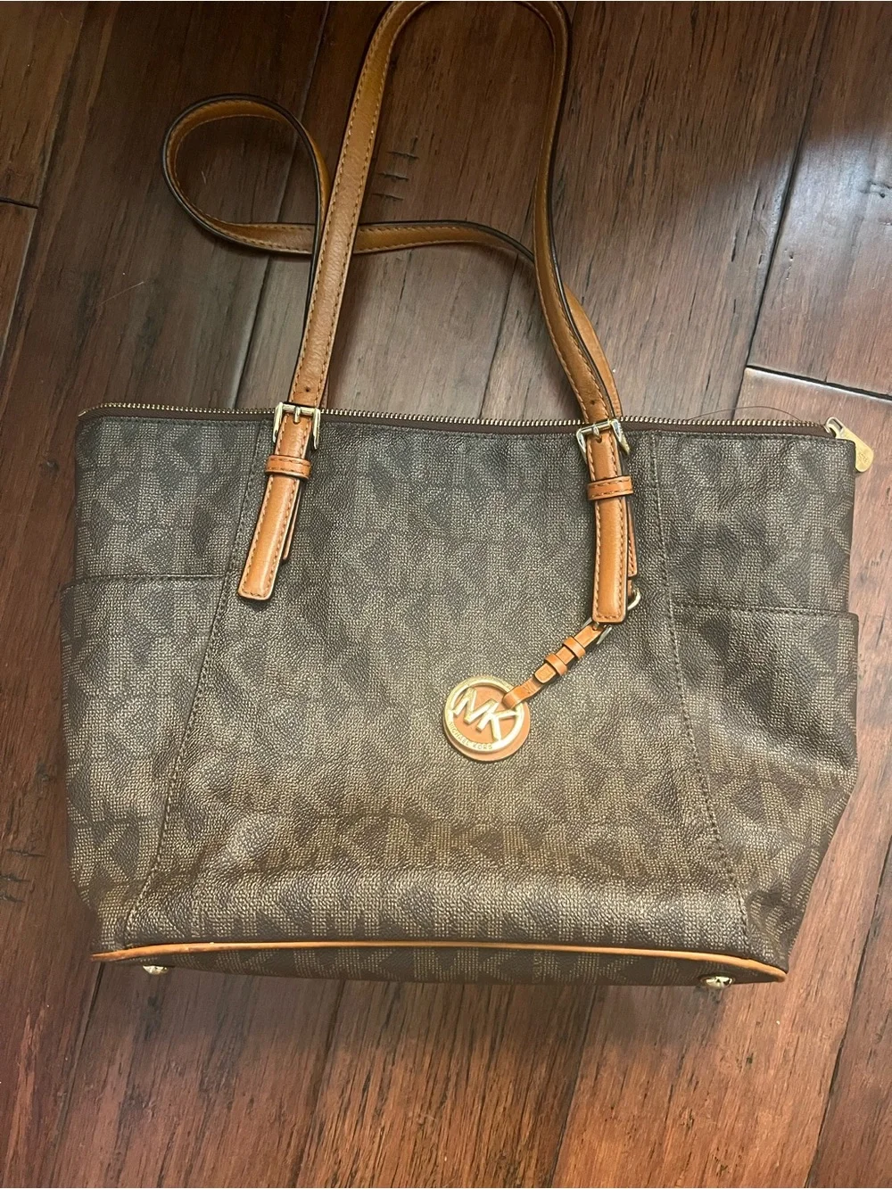 Michael Kors Brown and Tan Logo Tote